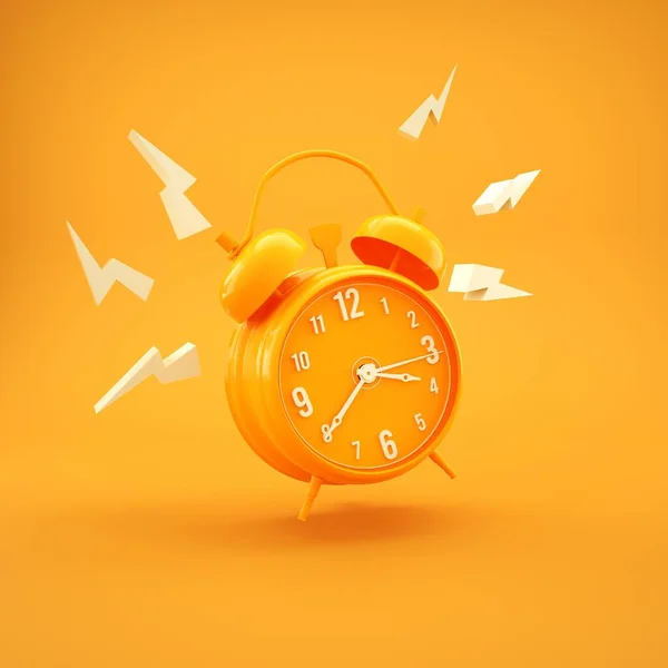 Alarma amarilla simple-reloj minimalismo diseño 3d render —  Fotos de Stock