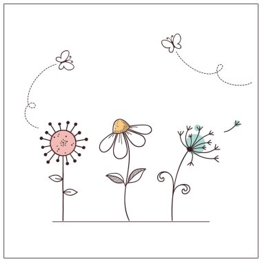 Stilize doodle çiçekler