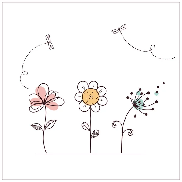 Fleurs doodle stylisées — Image vectorielle