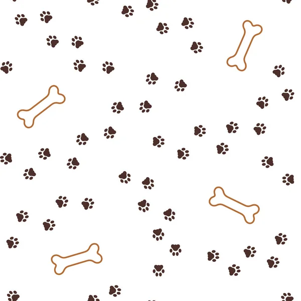 Paw imprimir caminos sin costura de fondo — Vector de stock