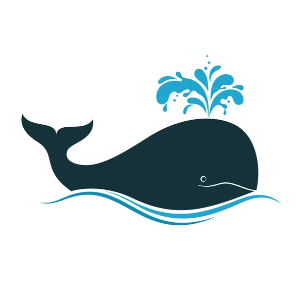 Whale with water spout — Stock Vector