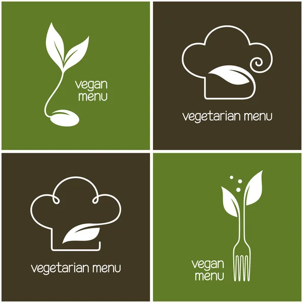 Icone menu vegetariano — Vettoriale Stock