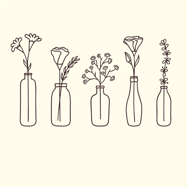 Квіти в пляшках — стоковий вектор