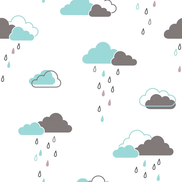 Nubes lluviosas patrón sin costura — Vector de stock
