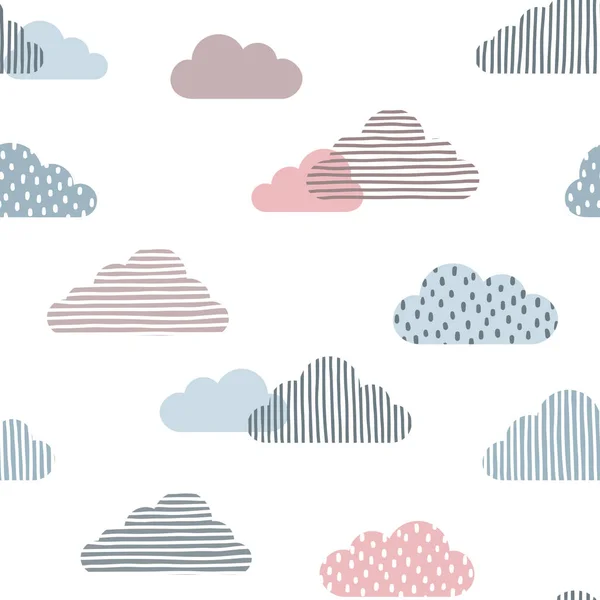 Nuages mignons fond sans couture — Image vectorielle