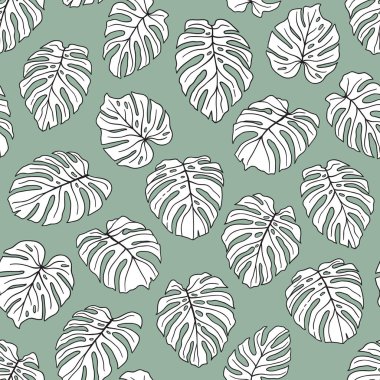 Monstera yaprakları desen