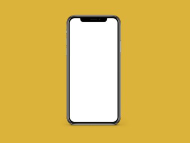 iPhone X boş beyaz ekran modeli sarı renk arkaplan modeli