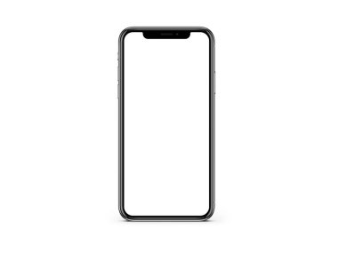 iPhone X siyah düz ekran modeli beyaz renk arkaplan modeli