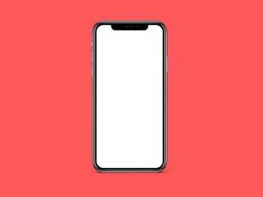 iPhone X boş beyaz ekran modeli kırmızı renk arkaplan modeli