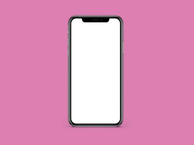 iPhone X boş beyaz ekran modeli pembe renk arkaplan modeli