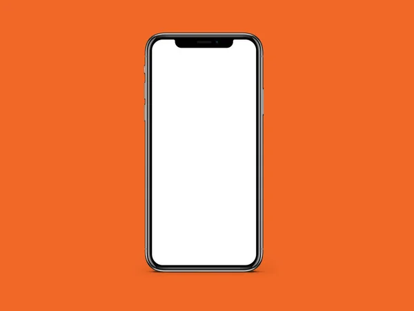 Iphone Λευκή Λευκή Οθόνη Mockup Πορτοκαλί Χρώμα Φόντο Mockup — Φωτογραφία Αρχείου