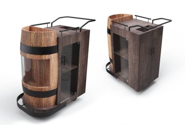 İçkili tramvay, taşınabilir bar modeli 3D