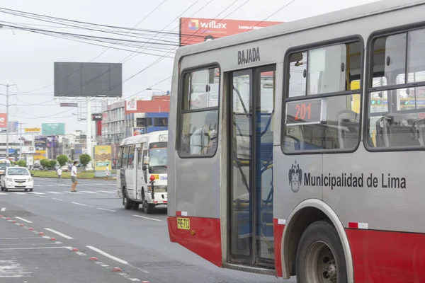 Лима Перу Апреля 2020 Года Пассажиры Автобусов Маске Общественный Транспорт — стоковое фото