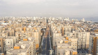 Lima Peru 'nun havadan görünüşü, arabasız sokaklar, insansız şehir. Güney Amerika 'da Coronavirüs salgını.