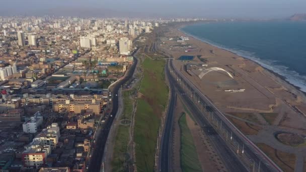 San Miguel Lima Peru Mei 2020 Drone Zicht Costa Verde — Stockvideo