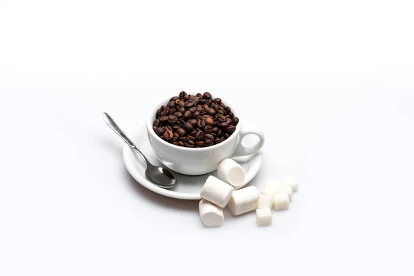 Kaffebönor och marshmallows — Stockfoto