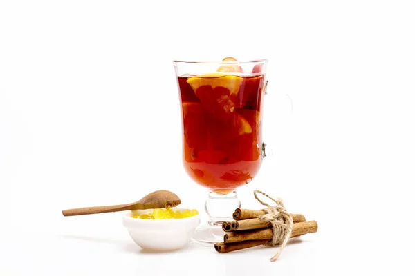 Glass of delicious glintwein or mulled hot wine — Stock Photo, Image