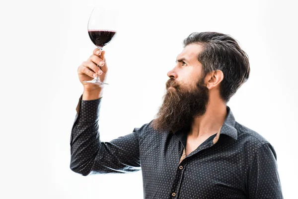 Bärtiger Mann mit Wein — Stockfoto