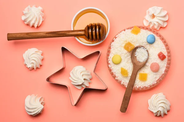 Marshmallows honey and candies — Stock Photo, Image