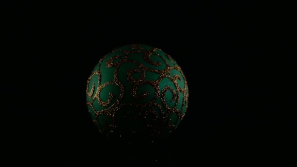 Зеленый шар на черном фоне — стоковое видео
