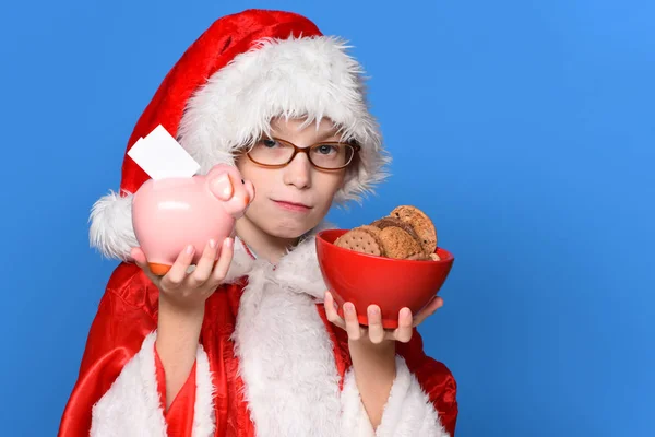 Jong schattig santa claus jongen — Stockfoto