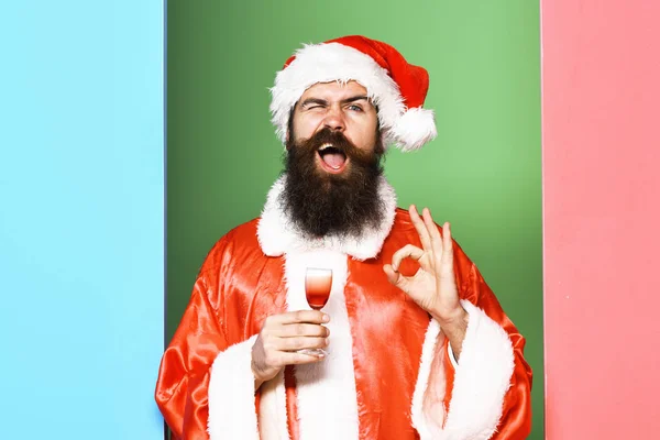 Grappige bebaarde kerstman — Stockfoto