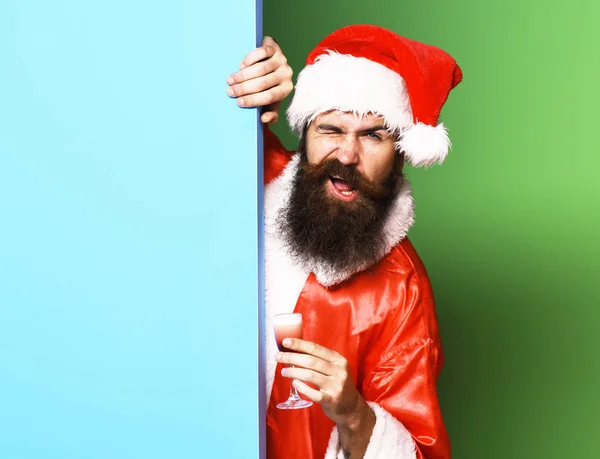 Funny bearded santa claus man — Stock Photo, Image