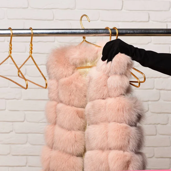 Fashionable fur on hangers — Stock Photo, Image