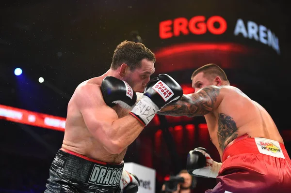 An unidentified boxers in the ring during fight for ranking points — Stock Photo, Image