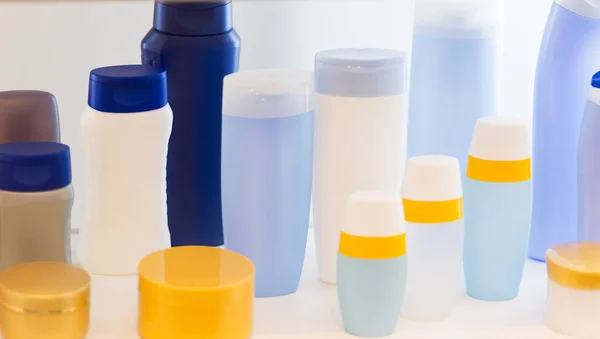 empty beauty products plastic bottles
