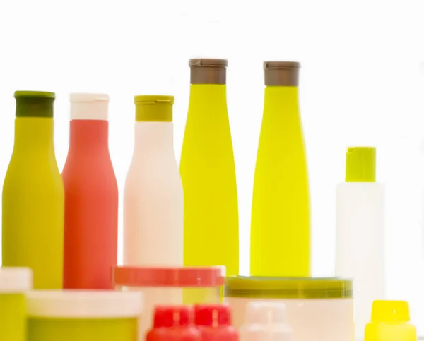 Leere Kosmetikprodukte Plastikflaschen — Stockfoto