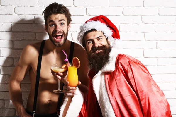 Guapo barbudo sexy navidad hombres — Foto de Stock