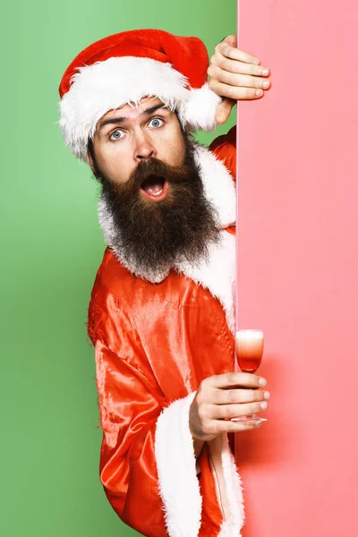 Surprised bearded santa claus man — Stock Photo, Image