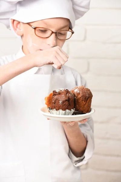 stained cute cook chef boy