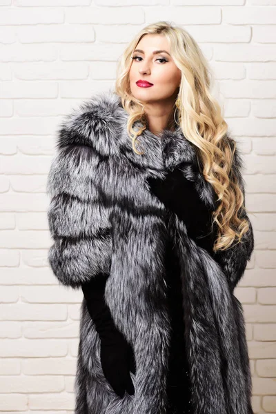 Fashionable sexy woman in fur — Stock Photo, Image