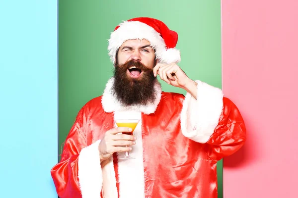 Komik sakallı Noel Baba Adam — Stok fotoğraf