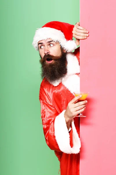Surprised bearded santa claus man — Stock Photo, Image