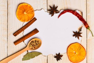 kaşığı baharat kompozisyonu