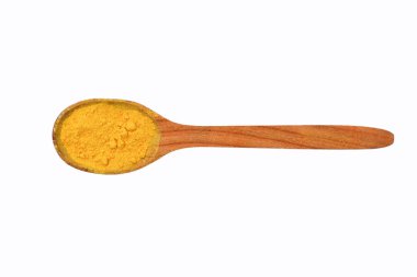 tahta kaşık içinde renkli zerdeçal