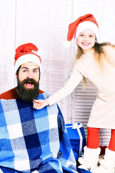 Papai Noel com menina loira — Fotografia de Stock