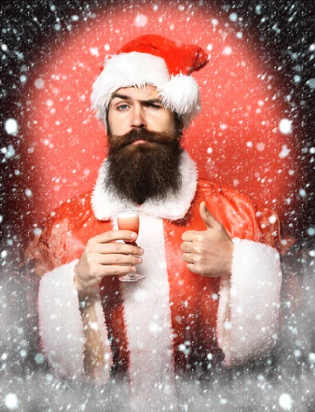 Bello barbuto Babbo Natale uomo — Foto Stock