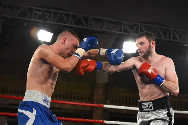 Boxeadores no identificados en el ring durante la lucha por los puntos de ranking —  Fotos de Stock