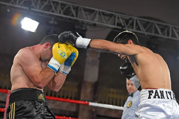 Boxeadores no identificados en el ring durante la lucha por los puntos de ranking —  Fotos de Stock