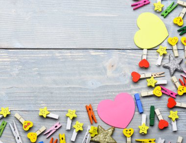 Sevgililer günü kartları clothespins ile