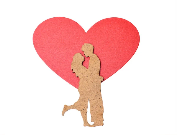 Happy love wooden couple — Stock Photo, Image