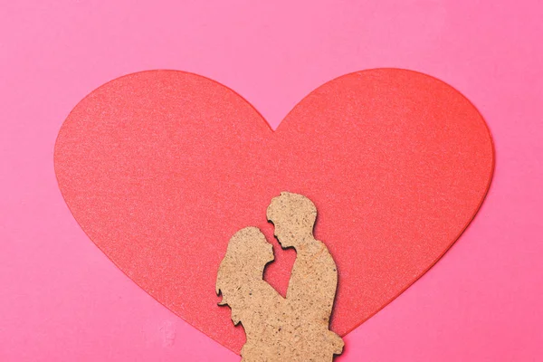 Happy love wooden couple — Stock Photo, Image