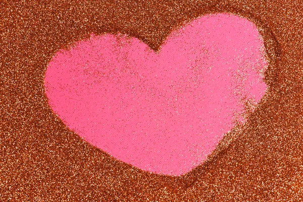 Segno del cuore di San Valentino su Golden glister — Foto Stock