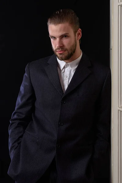 Business man in black suit — Stock Photo, Image