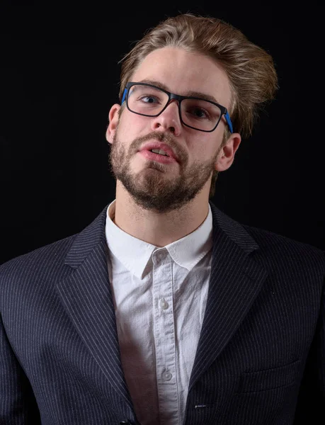 Business man in black suit — Stock Photo, Image