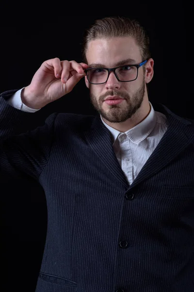 Business man in black suit — Stock Photo, Image